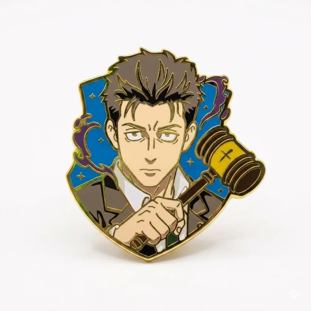 Spilla Anime Jujutsu Kaisen Hiromi Higuruma, Ciondolo Distintivo in Metallo con Catena, Accessorio Decorativo per Costume e Zaino, per Feste Cosplay