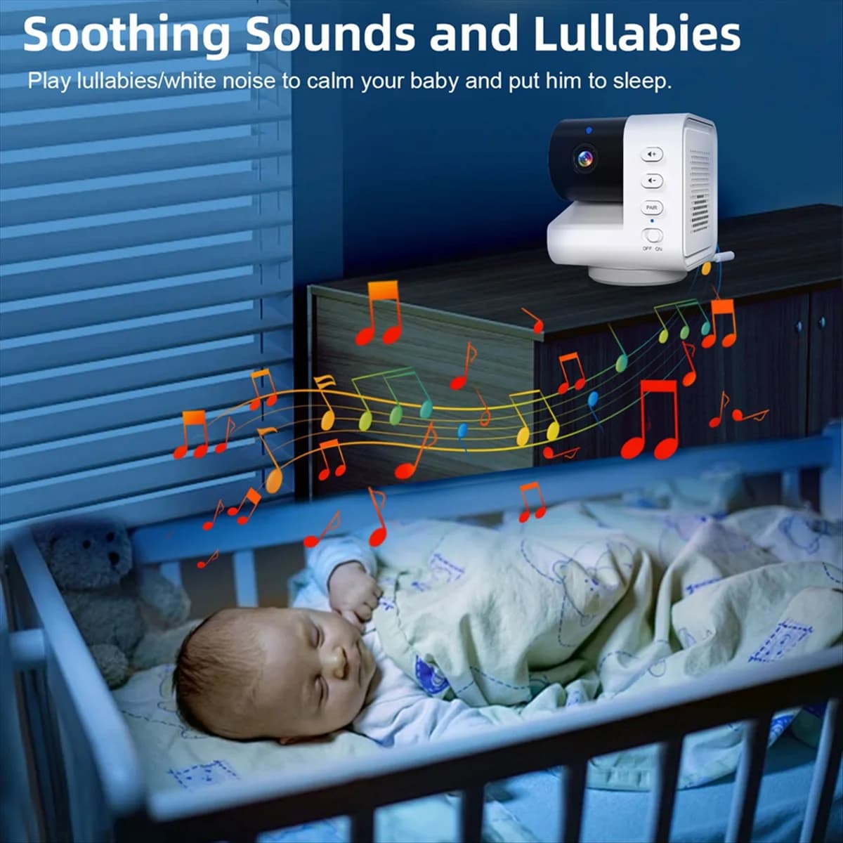 A002 Video Baby Monitor da 7 pollici Protezione di sicurezza Visione notturna IR Pan Tilt Zoom Sensore di temperatura di videosorveglianza, Spina UE