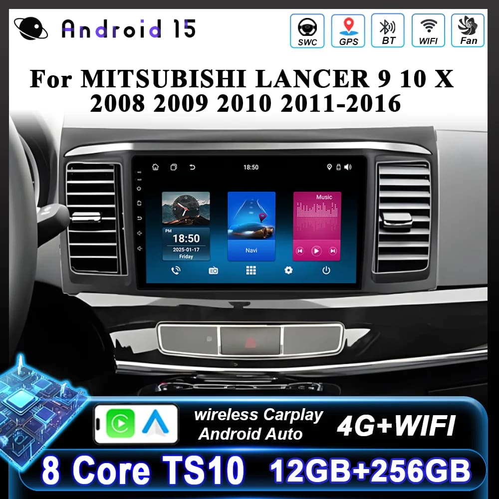 Autoradio Android For MITSUBISHI LANCER 9 10X2008 2009 2010 2011-2016 WIFI + 4G Multimedia Video Reader 2 Din GPS Navigation DSP