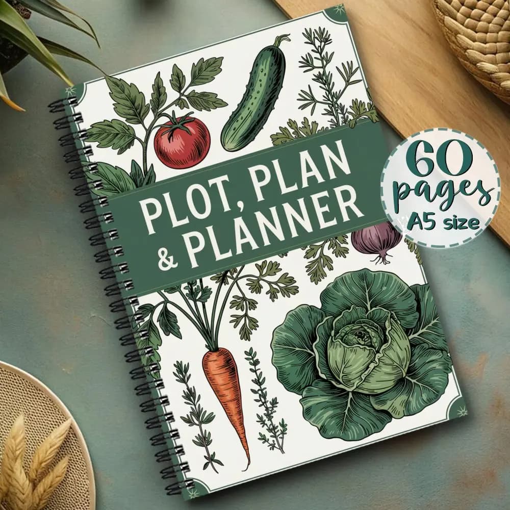 Agenda per Giardinaggio con Spirale, Diario Organizzatore per Giardino, Registro per Monitoraggio Pianificazione Coltivazioni e Disposizione Semi