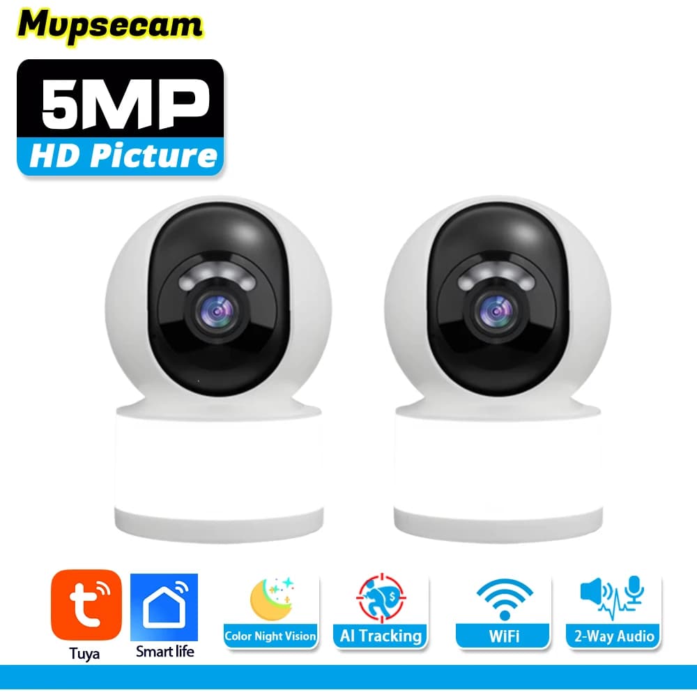 Telecamera IP 2K 5MP Tuya Smart Home WiFi Wireless con Visione Notturna a Colori, Tracciamento Automatico, Sicurezza CCTV e Monitoraggio Bambini