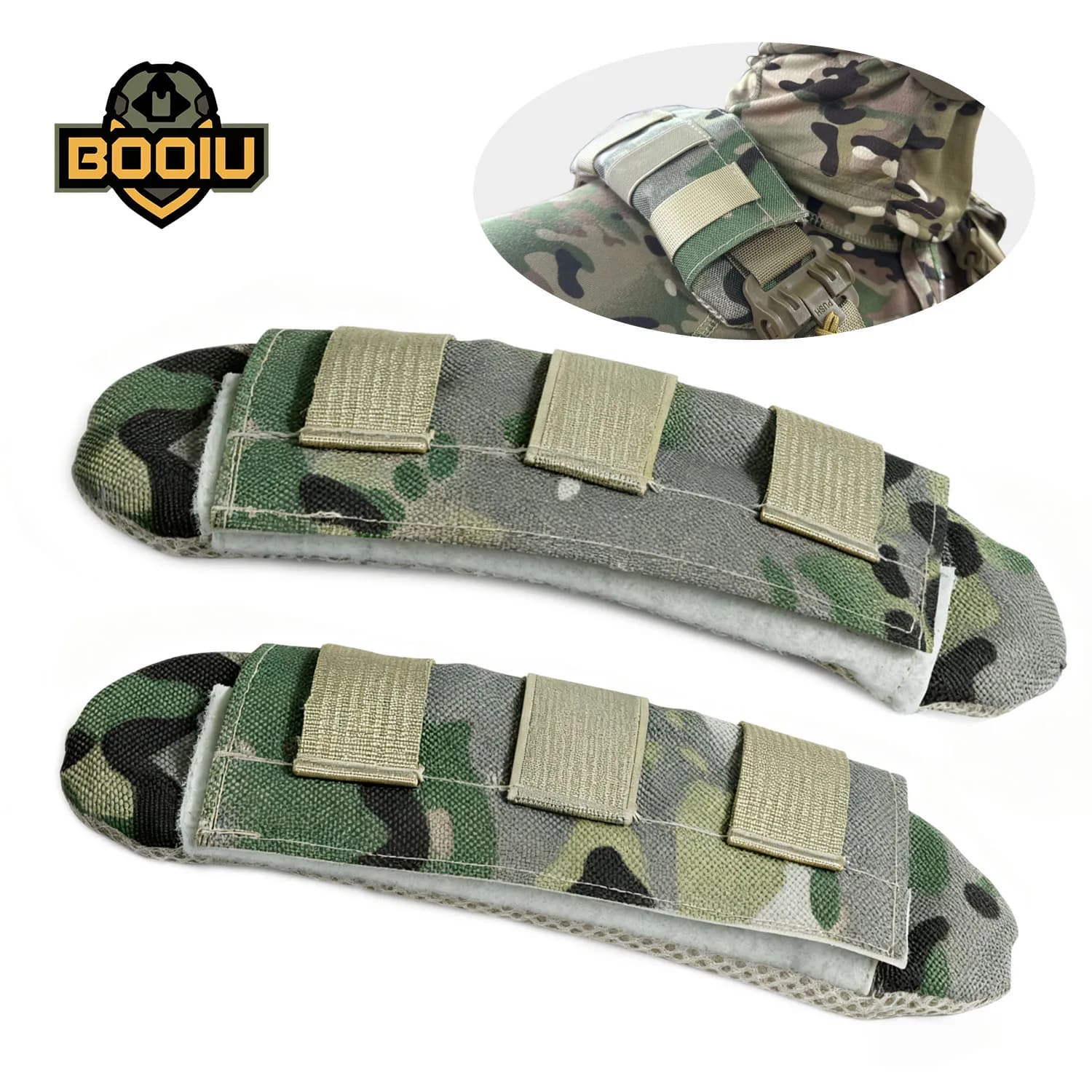 BOOIU 2PCS Gilet tattico Spallina Comfort Traspirante Antiscivolo Resistente all'usura Cuscino imbottito in rete Zaino da trekking Accessori