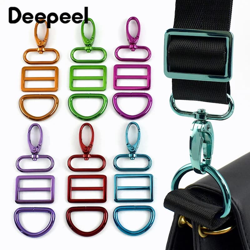 2/4Sets 20/25/32/38mm Metal Bag Buckle D Ring Lobster Hook Tri Glide Clasp for Bags Strap Webbing Carabiner Clips Accessories