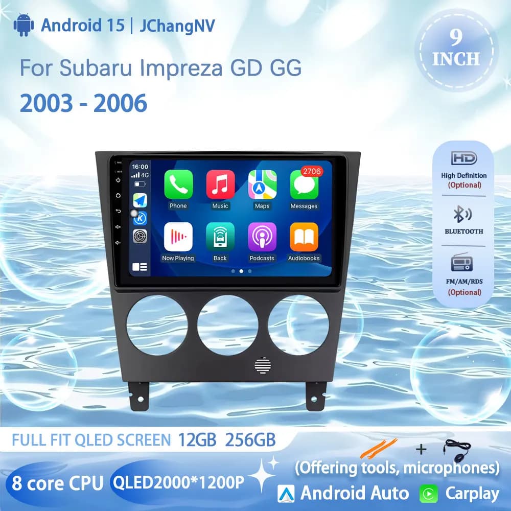 For Subaru Impreza GD GG 2003 2004 2005 2006 Stereo Multimedia GPS Carplay Head Unit no 2 Din Android Auto Radio Android 15