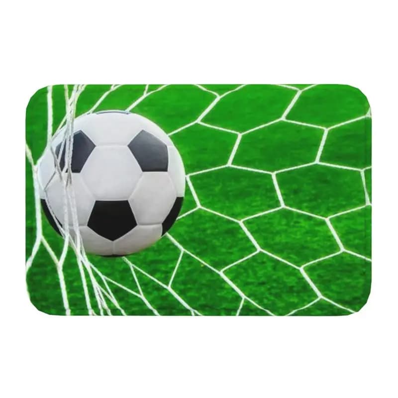 Tappetino da ingresso per porta anteriore con motivo da calcio personalizzato, pallone da calcio per esterni, bagno, cucina, zerbino, tappeto per WC