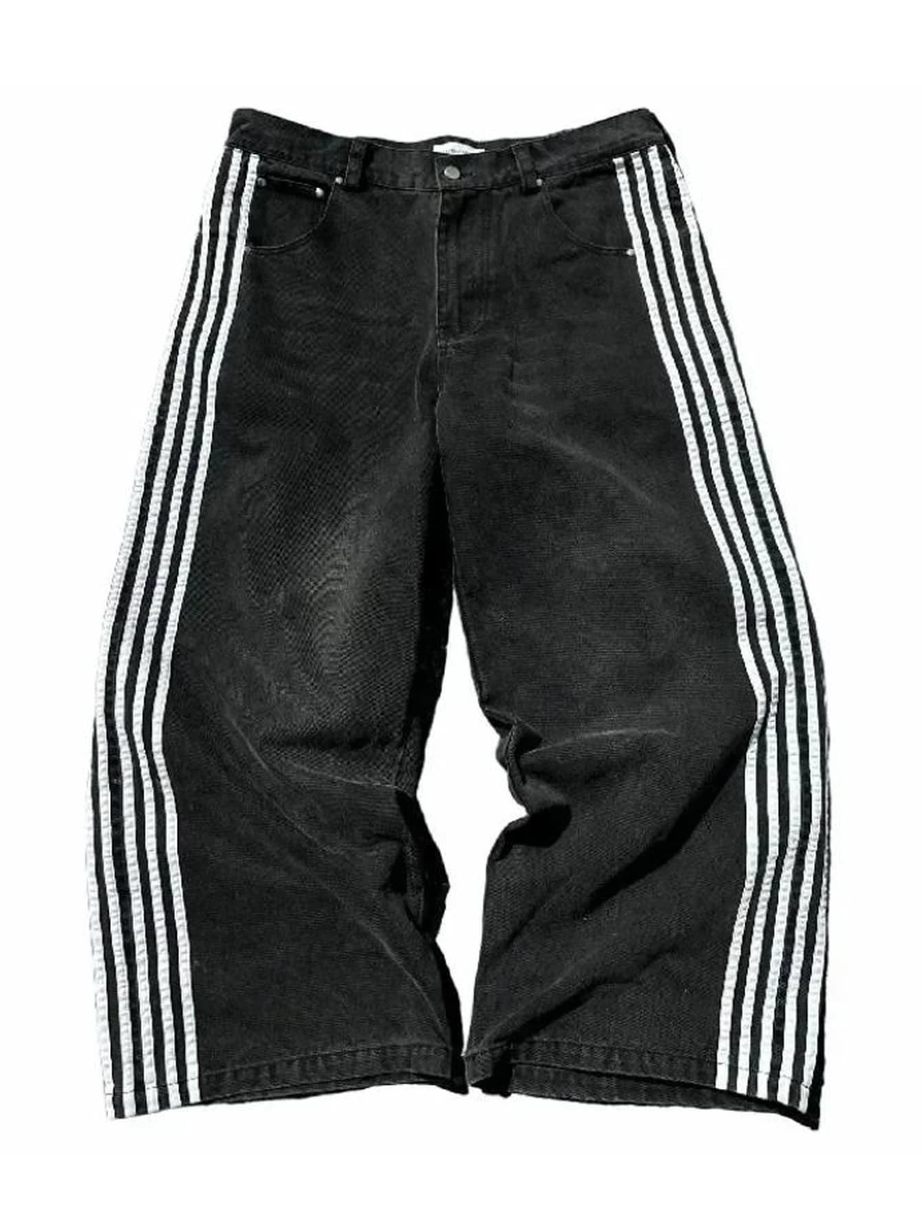 Pantaloni jeans larghi da uomo estivi Pantaloni jeans larghi con stampa a righe casual per streetwear casual comodi