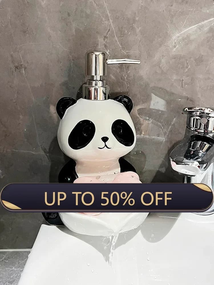 Creative Panda Lotion Bottle Dual Purpose Soap Box Two In One Shampoo Shower Gel Ceramic Press Split Bottle Soap Dispenser