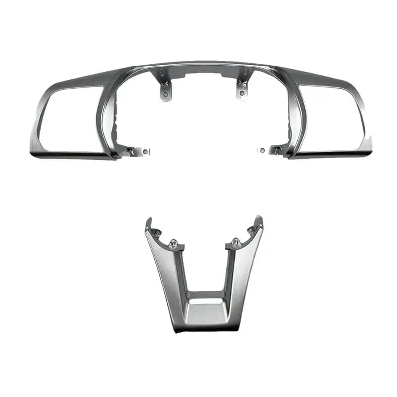 AEF2-1Set Car Steering Wheel Cover Chrome Trim Upper+Lower Button Frame Kit For 96707-C3100 56171-C3800 LHD