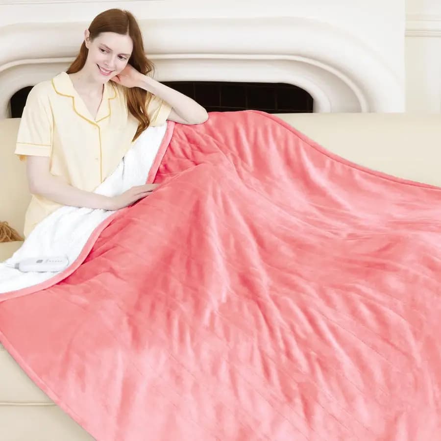 Coperta Riscaldante 50 x 60 in Morbido Flanella Sherpa, Coperta Elettrica con 5 Livelli di Riscaldamento e Spegnimento Automatico dopo 4 Ore per Ufficio, Riscaldamento