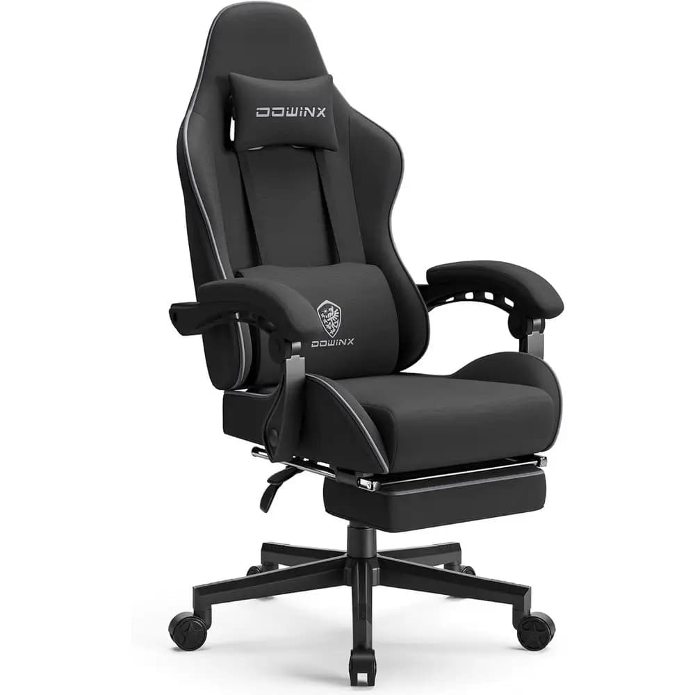 Sedia da Gaming Ergonomica con Schienale Alto, Supporto Lombare, Braccioli Collegati e Poggiapiedi - Nera