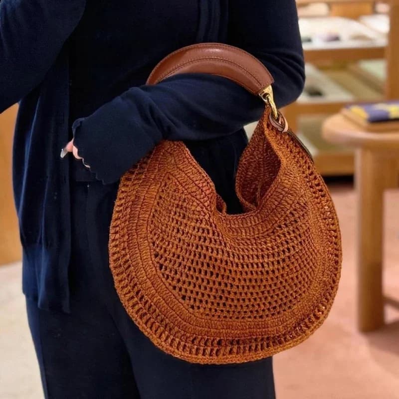 Handbag design Hobo, evening bag Boho Elegant clutch bag, half-moon woman handbag combined with comfortable handle