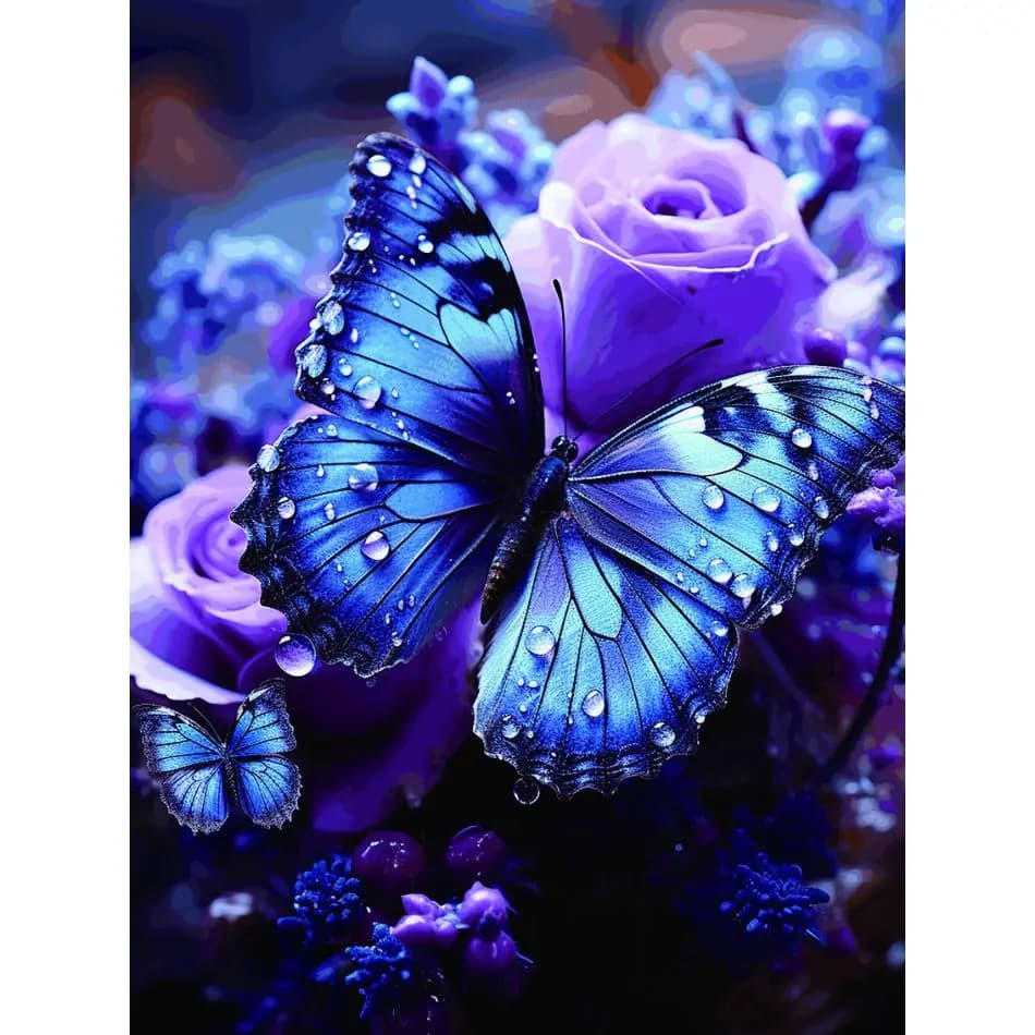 RUOPOTY Butterfly And Rose Diamond Painting Kits Diy Gift Diy Idea Animal Full Round Paint With Diamonds Living Room Decoration