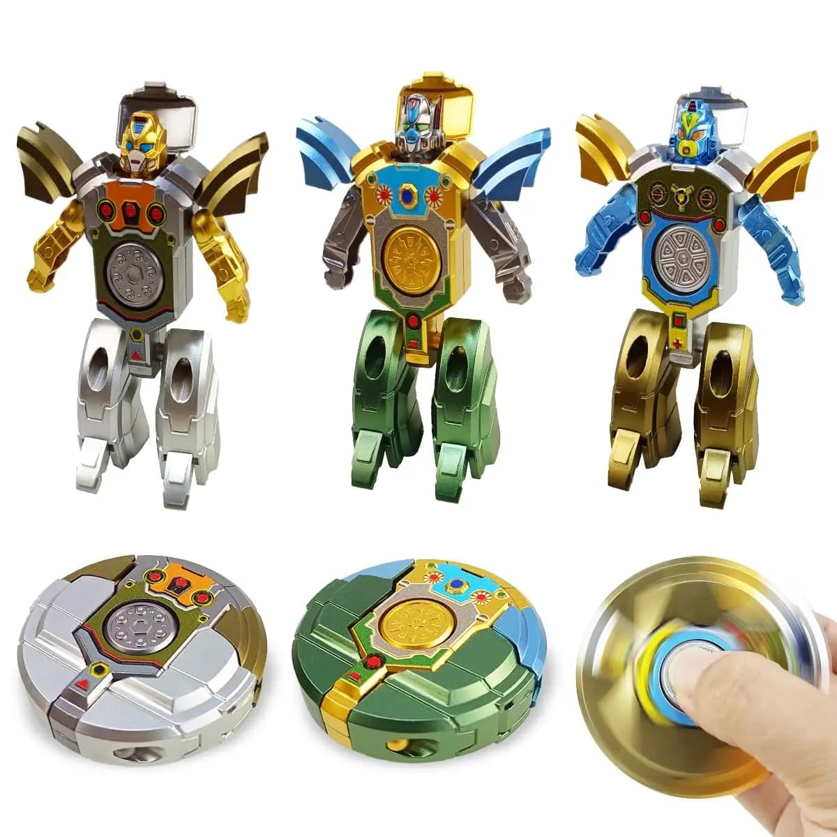 Robot Trasformazione Fidget Spinner Mano Spinner Giocattoli Robot Deformabile Punta delle dita Giros Sollievo dallo stressGiocattoli sensoriali