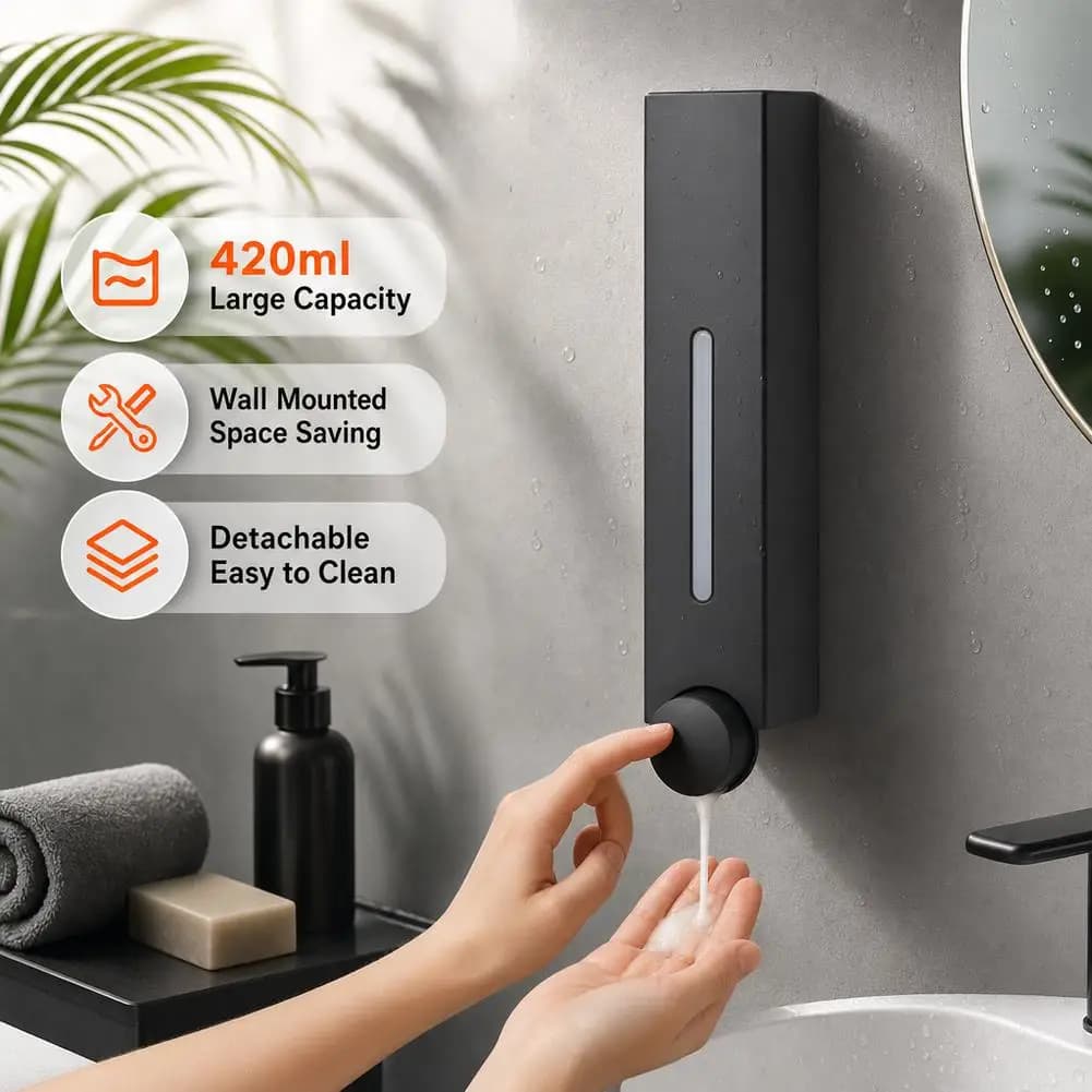 Wall Mounted Soap Dispenser for Bathrooms Kitchens with Two Installation Options No Need Drilling Shower Gel Detergent Dispenser