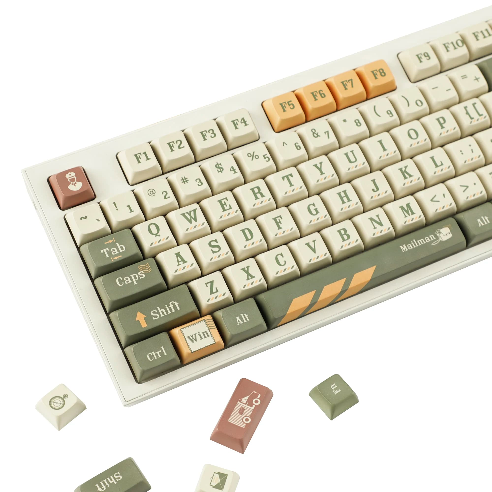 YMDK Postman Theme Keycaps Full Set 127 Keys XDA Profile PBT Dye Sub Keycap for 61 64 67 68 84 87 96 108 MX Mechanical Keyboards