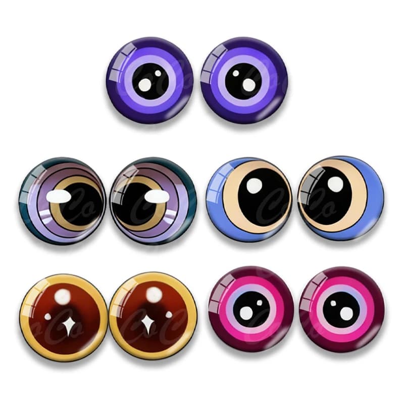 5 Pairs 8-25mm Glass Eyes for DIY Sewing Dolls Crafts Accessories Shiny Love Cat Eye Dragon Dinosaur Eye Round Cabochon