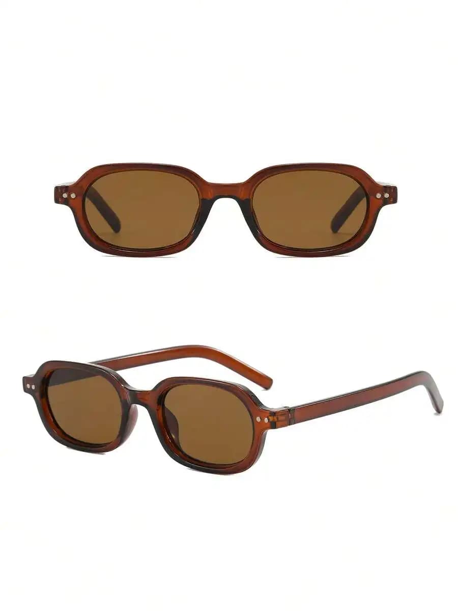 Brown Square Small Frame Sunglasses For Adults UV Protection Fashion Accessory