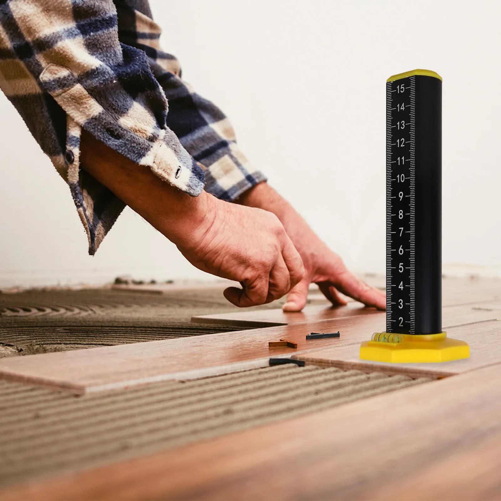 Strumento di Livellamento per Piastrelle con Base Magnetica e Scala Chiara per Installazione di Piastrelle in Ceramica, Righello di Misurazione per Pavimenti