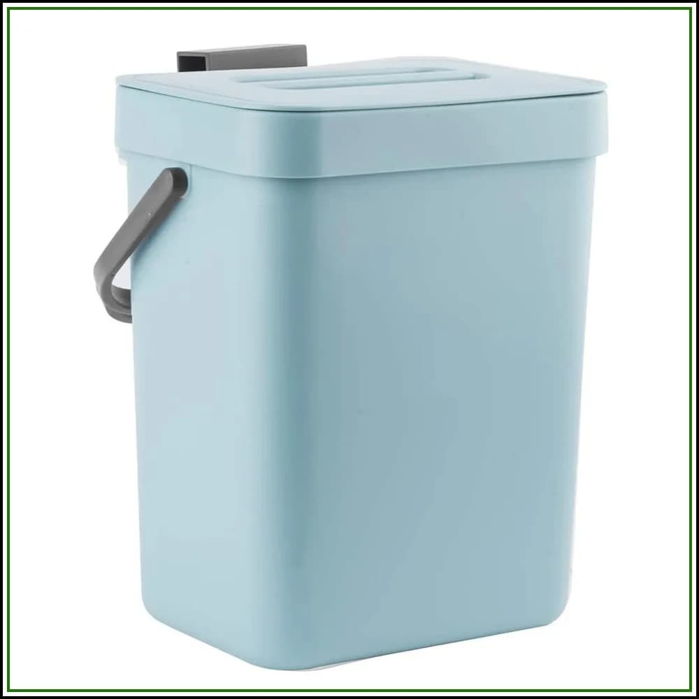 Small Compost Bin for Kitchen Countertop, Odorless 3L/0.8 Gal Food Waste Bucket with Lid for RV/Office/Dog, Blue