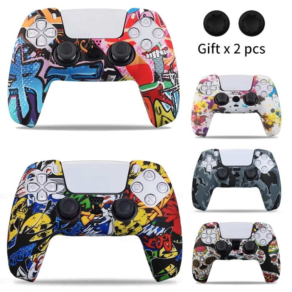 Pelle di copertura in silicone per controller PS5 Custodia protettiva in gomma antiscivolo Manicotto a conchiglia Impugnature per accessori slim PS5