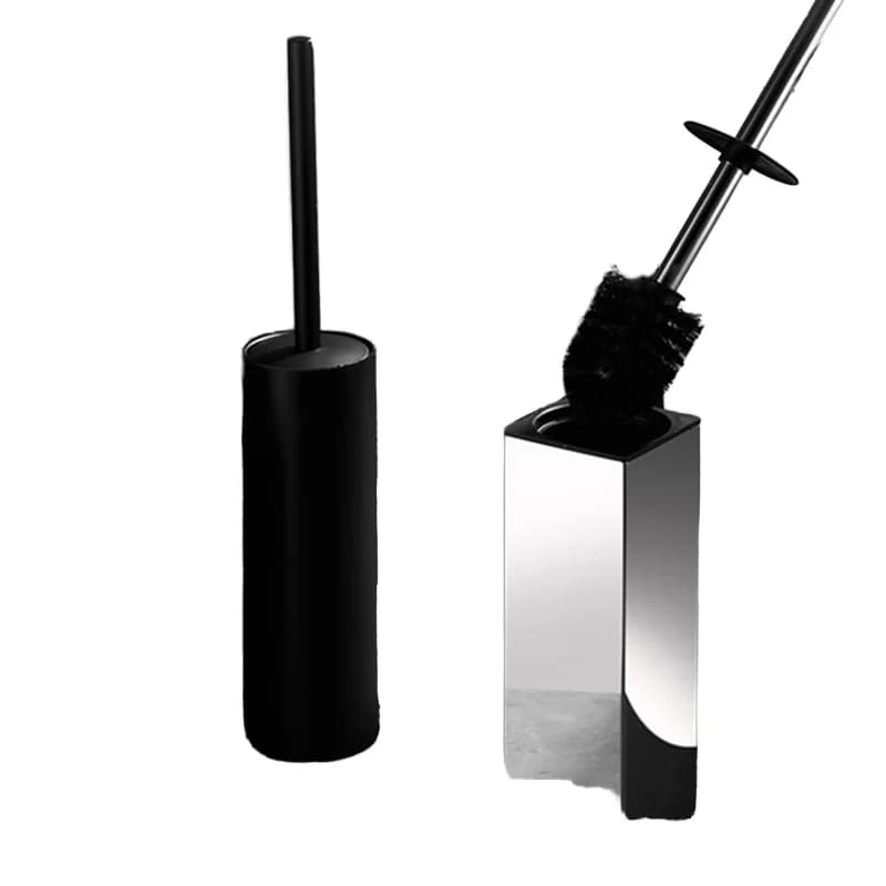 Scopino per WC da pavimento in acciaio inossidabile 304 dal design moderno nero opaco e set di scopini per WC con tazza in metallo