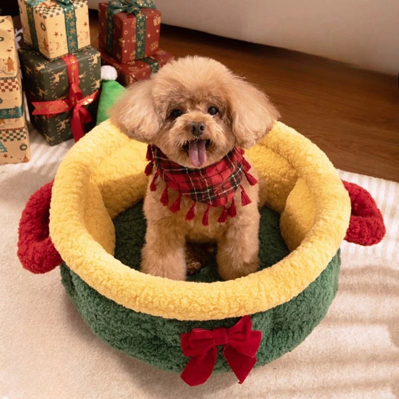 Cuccia per Cani e Gatti, Lettino Semi-chiuso Invernale Imbottito e Caldo, Accessori per Animali Domestici, Forniture per Cuccioli