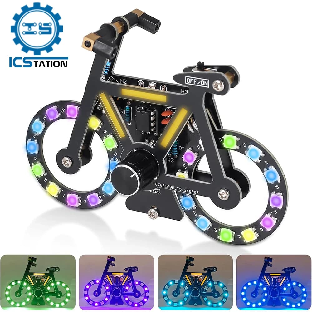 Kit di progetto di saldatura per bici fai-da-te Suite elettronica per bicicletta con luci a LED SMD RGB Controllo manopola per regalo di San Valentino STEM