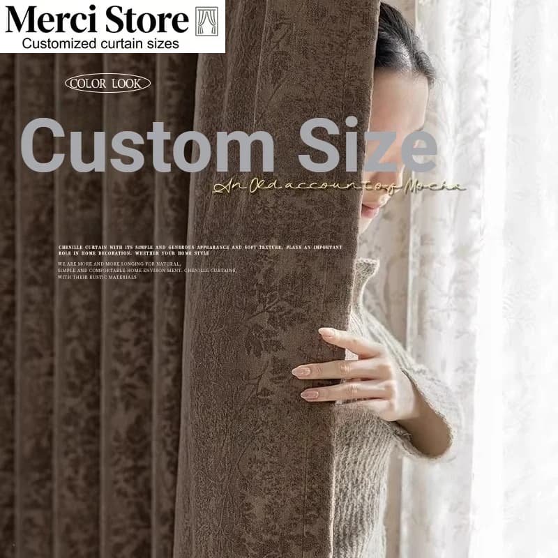 Yuezhiying French Retro Relief Jacquard Chenille High-end Custom Size Curtains for Living Dining Room Bedroom Blackout