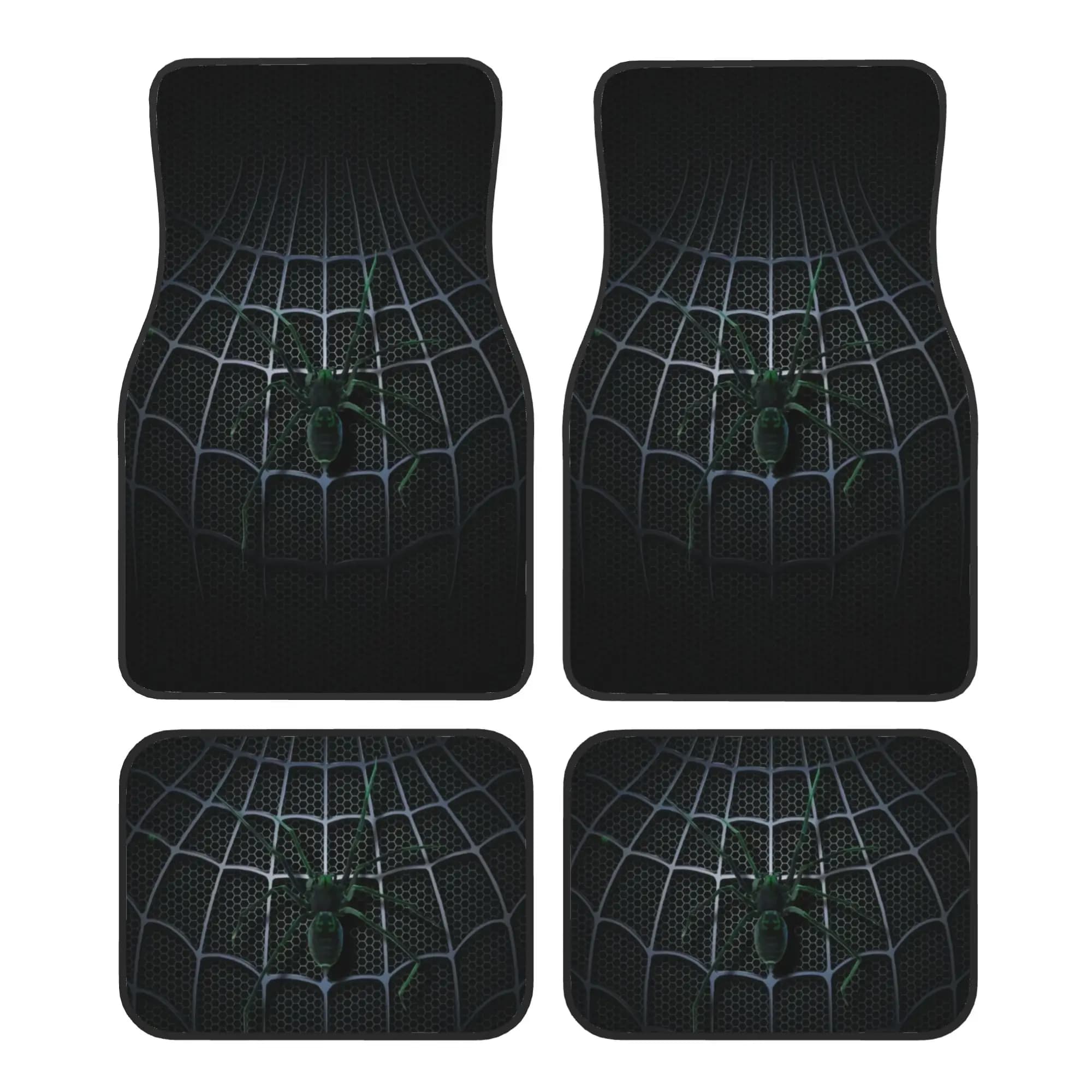 Spider Web Car Floor Mats of 4 Pieces Crystal Velvet Non-Slip Carpets Rugs Universal Car Front Rear Carpets Foot Mats