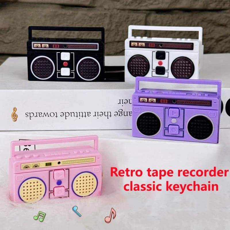 Portachiavi Divertente a Forma di Radio Classica, Giocattolo Creativo Registratore Musicale, Ornamento per Borsa, Regalo di San Valentino e Compleanno
