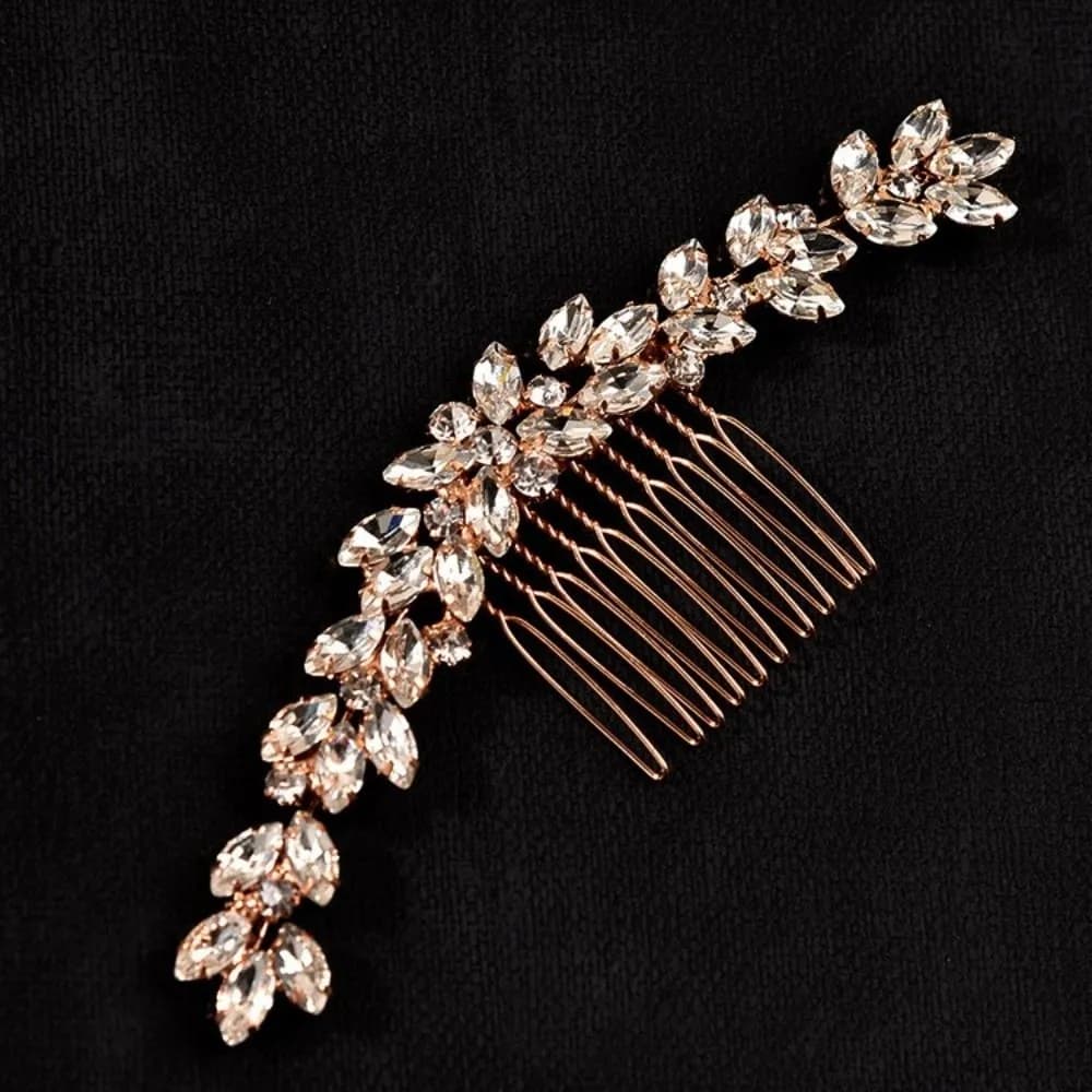 Sweet Silver Toothed Insert Comb Gold Tiaras Rhinestone Hairpin Geometric Hairstyle Tools Hair Clip Women
