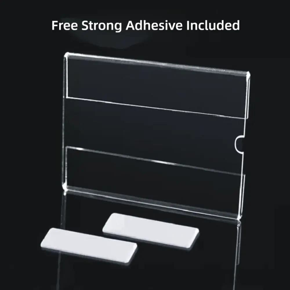 10 pz/set nuovo porta cartellino del prezzo in acrilico trasparente autoadesivo etichetta cartello scaffale etichetta espositore supermercati