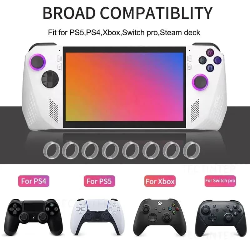 8 Pezzi Anelli Protettivi Elastici in Gomma per Joystick PS5/PS4/Steam Deck, Copertura in Silicone per Console di Gioco Rog Ally