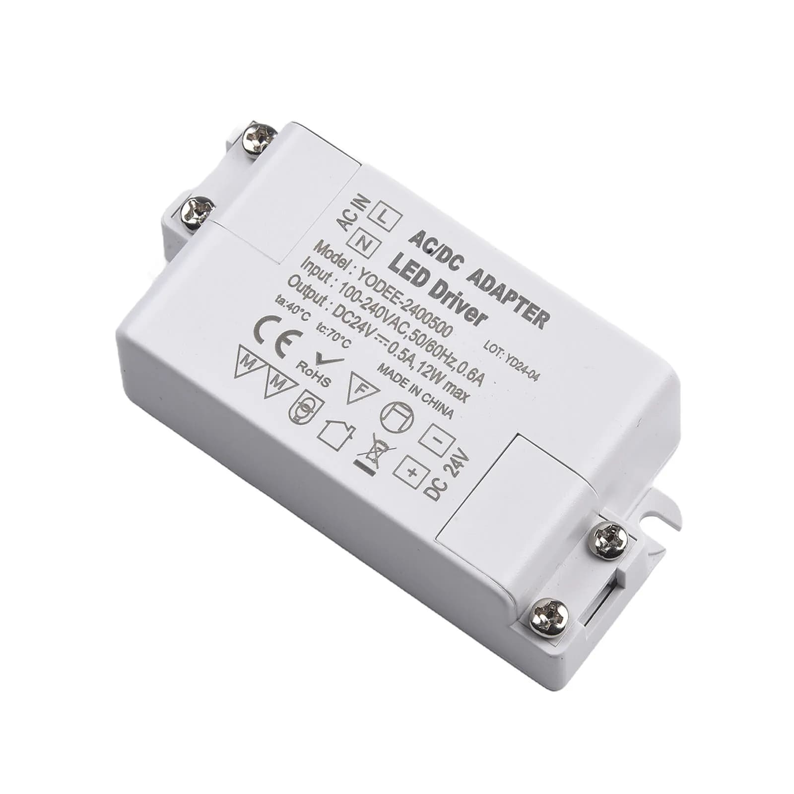 Alimentatore driver LED a tensione costante 24V 12W Ingresso CA a CC 100-240V per luci di striscia Illuminazione per armadietti Display Segnaletica Uso