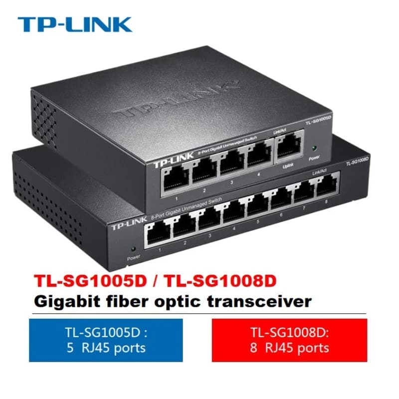 Switch Gigabit a 5 porte TP-LINK, switch Gigabit a 8 porte Switch di livello aziendale, cavo di rete di monitoraggio Splitter, corpo in metallo