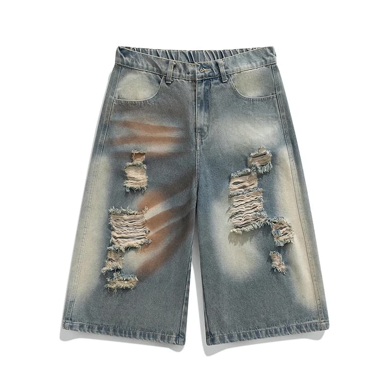 Pantaloncini Estivi Versatili da Ciclismo per Uomo, Alla Moda e Trendy, Perforati e Traspiranti, Shorts in Denim a Tre Quarti