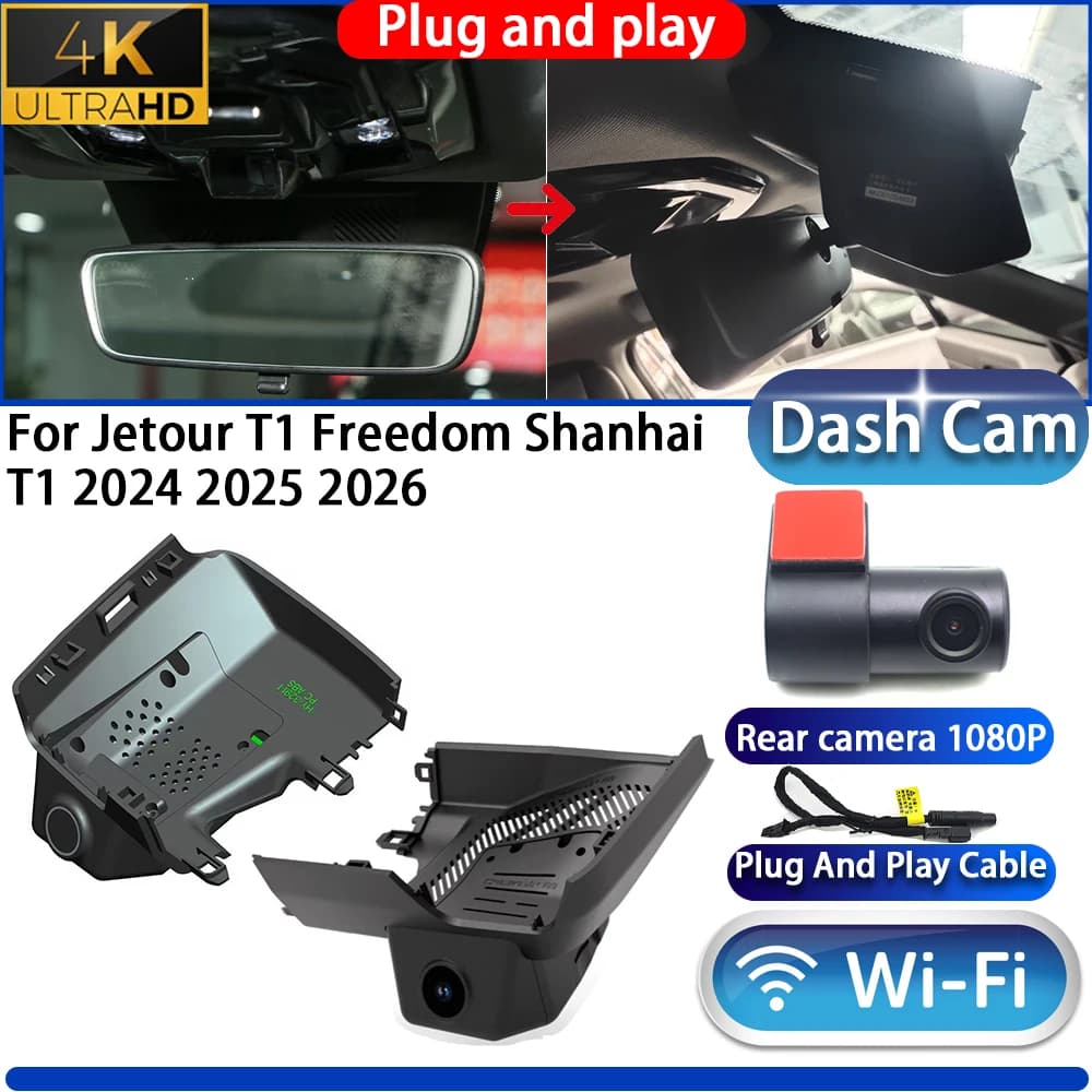 Telecamera DVR 4K UHD 2160P per Jetour T1 Freedom Shanhai T1 2024 2025 2026, Visione Notturna, Wi-Fi, Plug and Play, Registratore Video