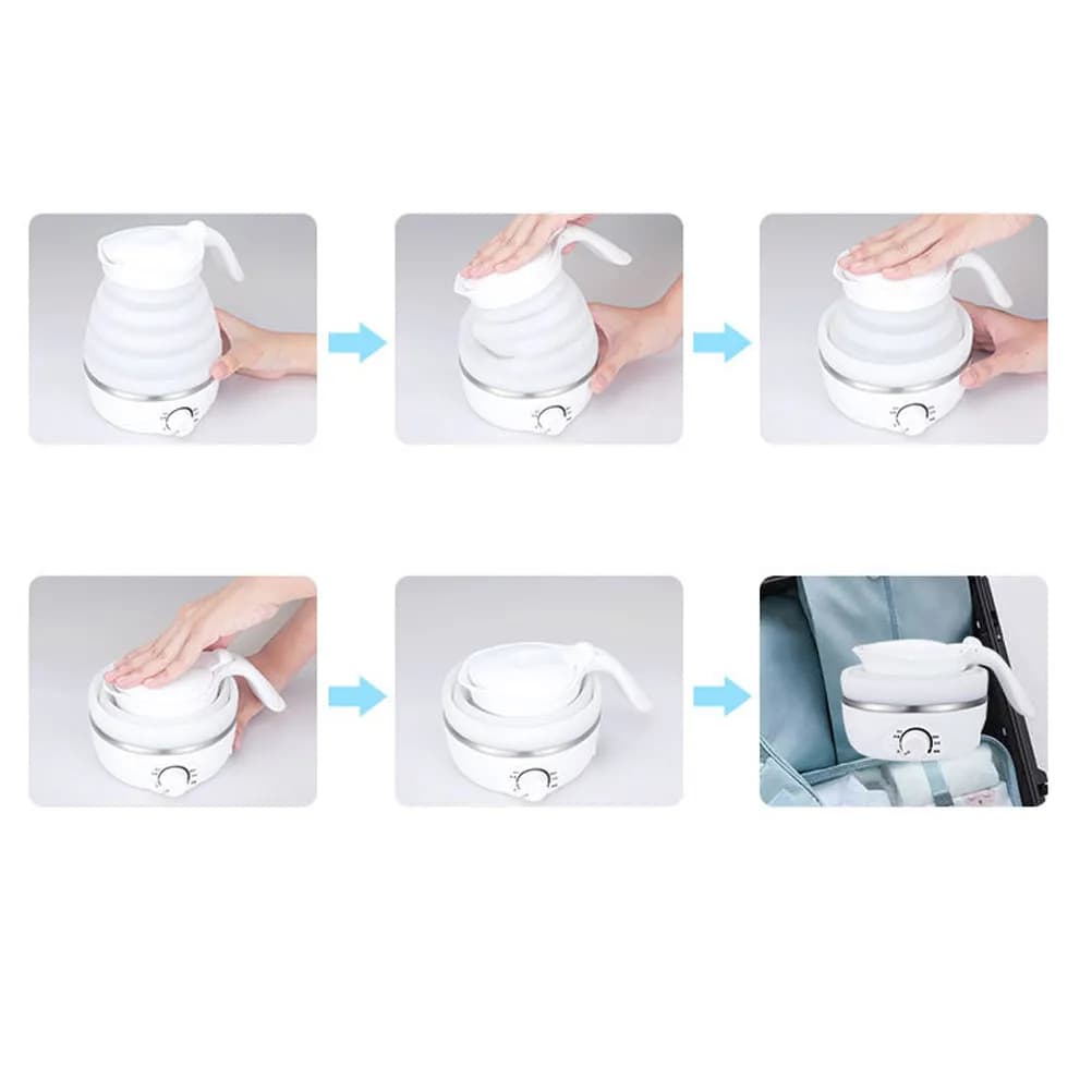 700ml, 850W Silicone Folding Electric Kettle, Stable Cable, Quick boiling, for Home, Exterior, Travel, Camping, 100-240V, Spina USA