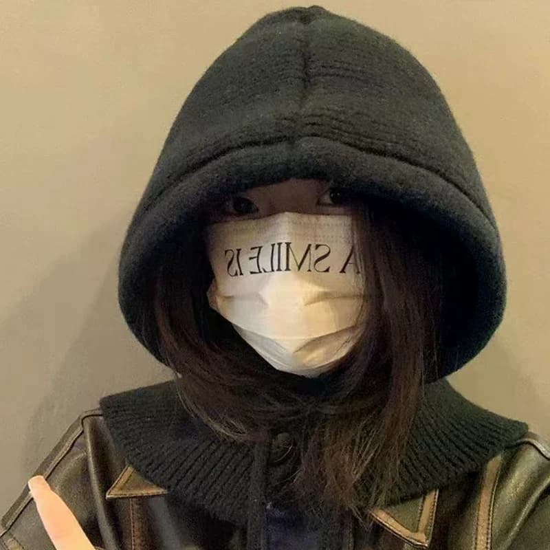 Cappelli a cuffia invernali da donna Sciarpa scaldacollo in maglia Cappuccio per testa da donna all'aperto Berretto con protezione per le orecchie