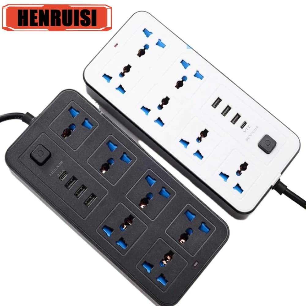 Spina universale multipresa per presa EU US UK Presa multipla Porta USB AC tipo C Presa elettrica di ricarica con prolunga da 1,8 m