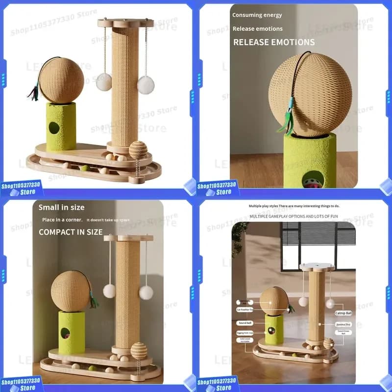 Large Solid Boron Wood Cat Scratching Board Modern Durable Teaser Tree with Climbing Frame 25x50cm Pet Activity Center