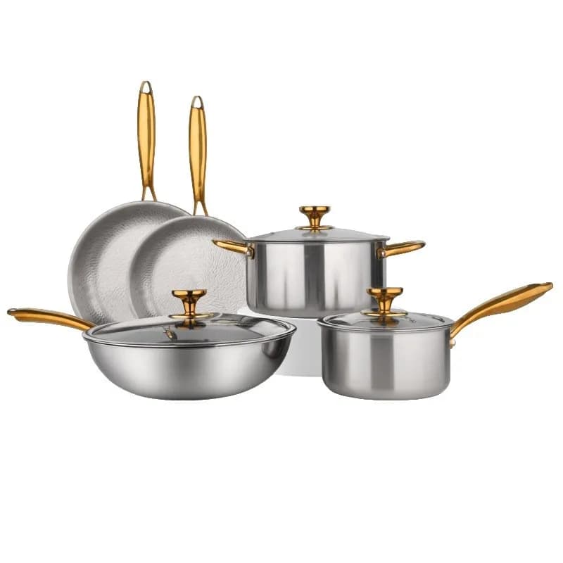Pure Titanium 4-Piece Cookware Set Nonstick No-Coat Technology Tri-Ply Stainless Steel Safe For Oven Induction Frying Pan