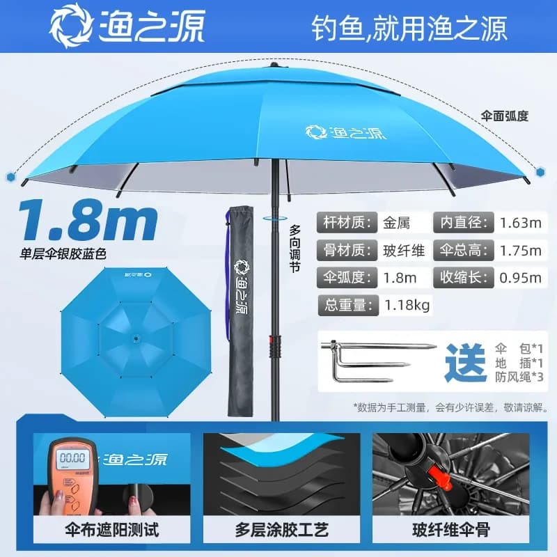 1.8-2.4M Ombrellone da pesca Ombrellone a doppio strato Protezione solare esterna Ombrello da campeggio Ombrellone parasole impermeabile Beach Garden