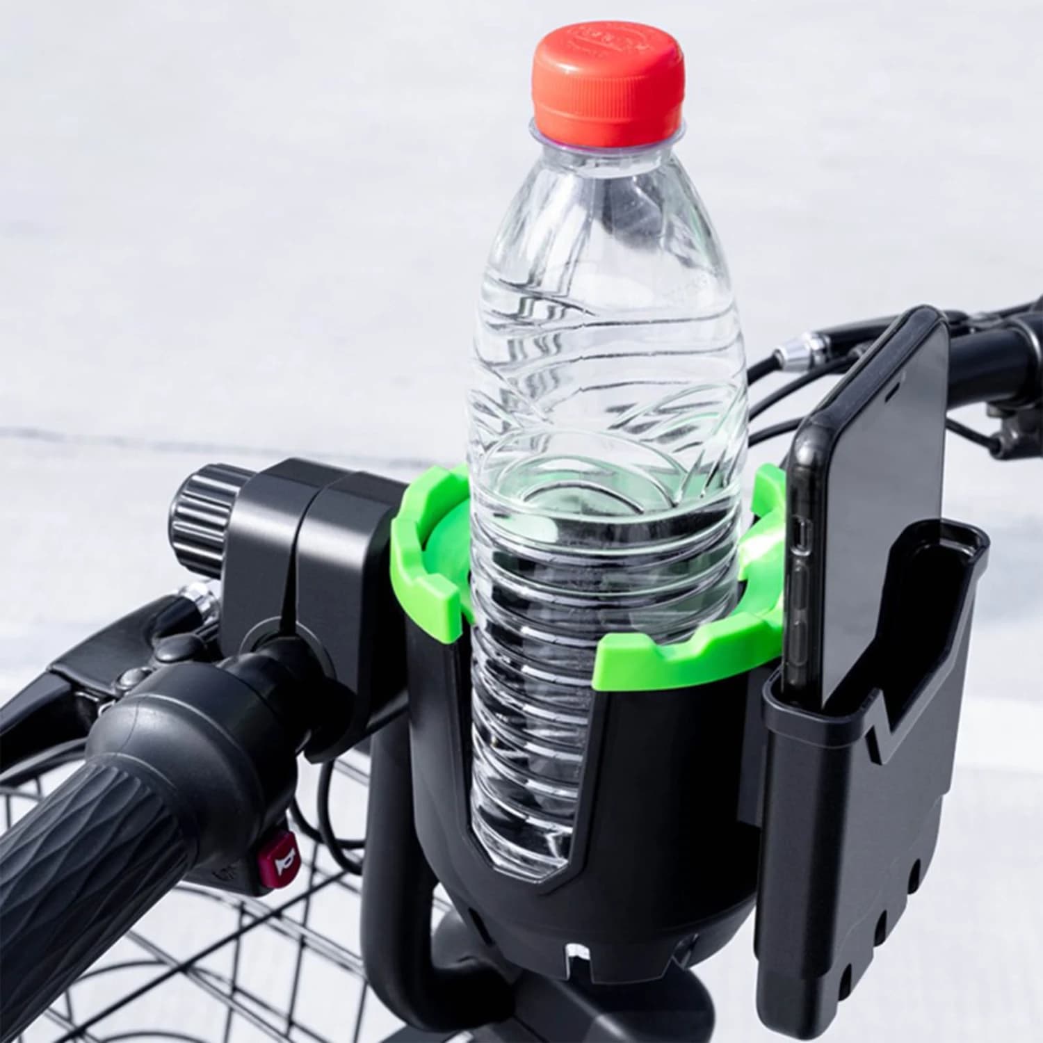 Portabicchieri universale da esterno 2 in 1 con supporto per telefono per passeggino, bici, sedia a rotelle - Portatile e conveniente