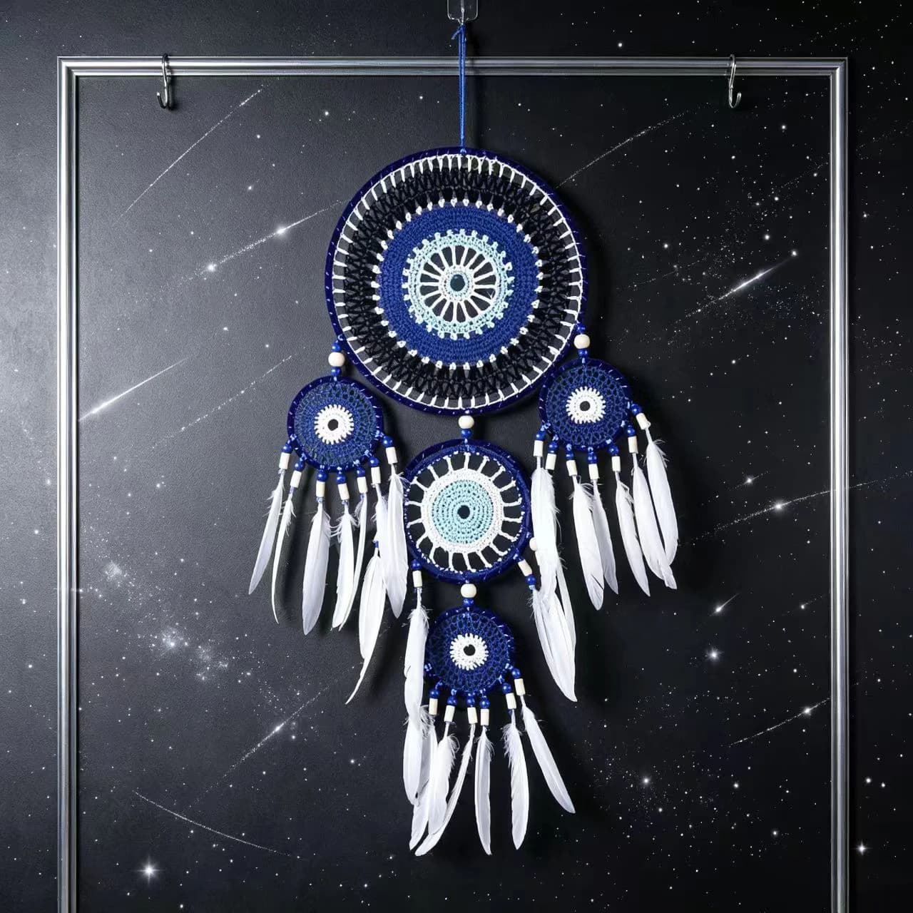 Handmade Boho Crochet Mandala Dream Catcher With Feather Wind Chime Ornaments Home Living Room Wall Hanging Nordic Gift Decor