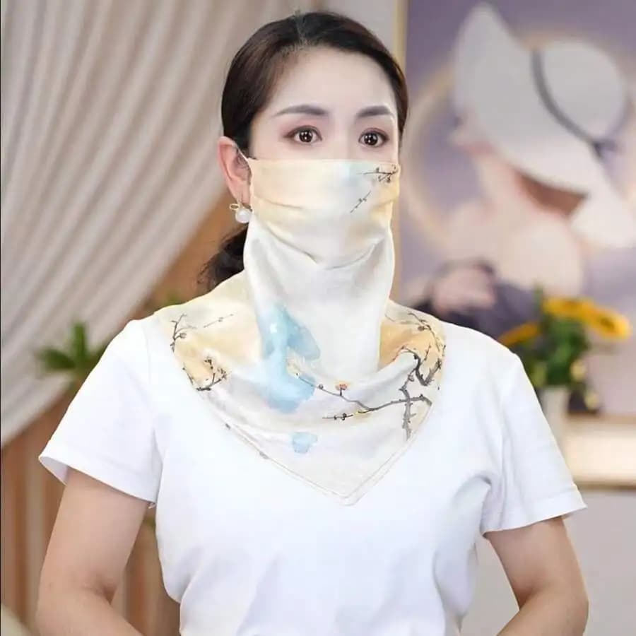 Summer Cover Scarf with UV Protection, Breathable, Full Face Cover, Solar External Protection, Lightweight, for Women