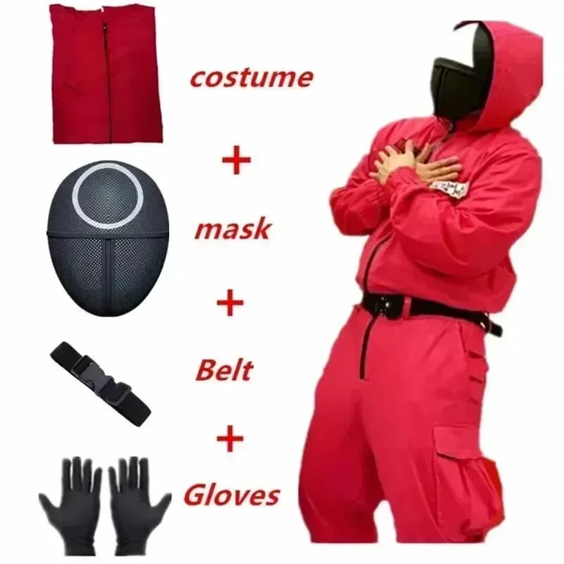 AA Red Calamari Game Jumpsuit Cosplay Party Tracksuit Outfits Props Role Play Classic Costume From Ko New 2025 Coszei