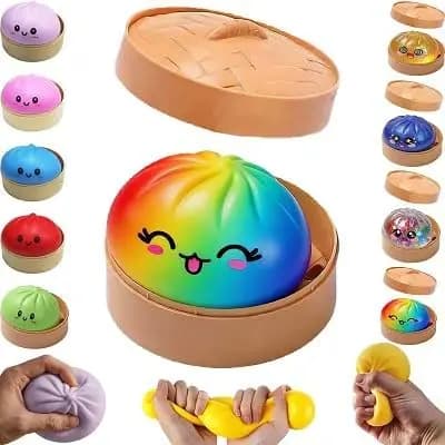 Dumpling Gigante Squishy con Glitter, Palline Antistress Colorate a Forma di Dumpling, Giocattolo Sensoriale Fidget, Pallina Morbida Antistress
