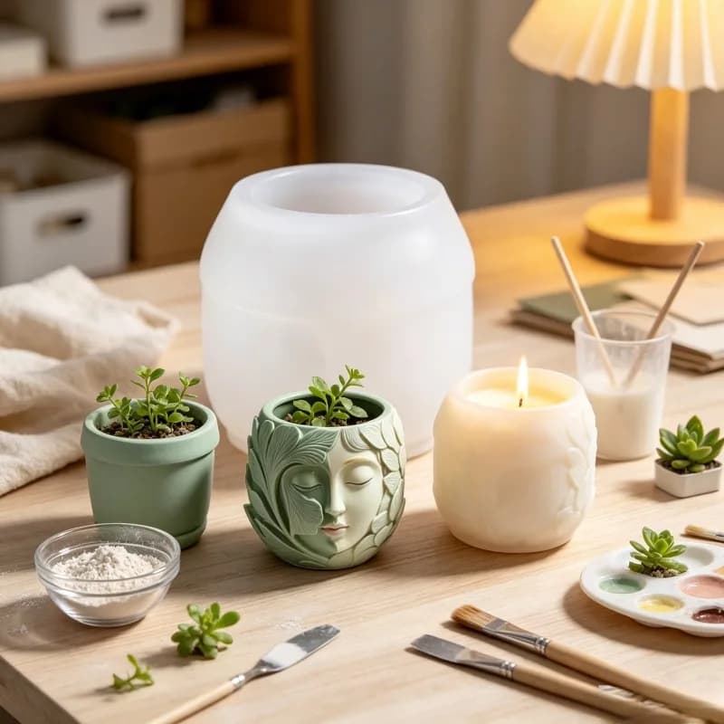 Resin Casting Mold Leaf-Patterned Plaster Cup Mold Leaf Patterned Mold Decorative For Home Decoration Candle Making Aromatherapy