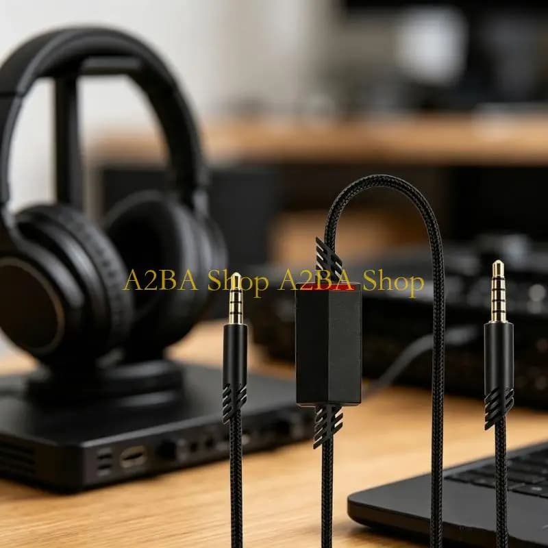 A2BA Voice Chat Gaming Headset Cable, 3.5Mm 4 Poles to 5 Poles Inline Mute Sound Cord Replacement for A10 A40 A40